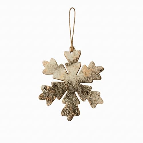 Image of SHATCHI 16cm Snowflake Shape Birch Bark Wooden Christmas Tree Wall Door Wreath Ceiling Hanging Xmas Home Decorations, Wood