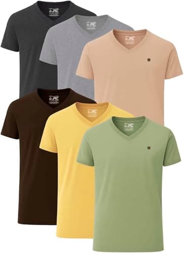 Image of JRC Just Royal Clothing Mens V-Neck Short Sleeve T-Shirts, Casual Vee Neck Tops, Pack of 6 (Hot-2, 3XL)