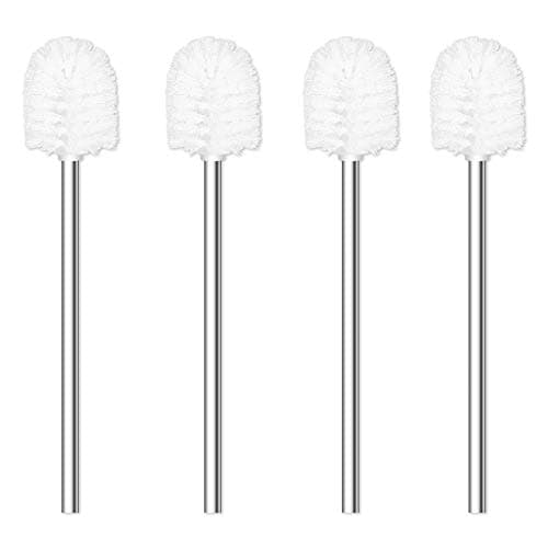 Image of Toilet Brush, 4PCS Toilet Brushes with Stainless Steel Handle, Standing Stainless Steel Toilet Brushes for Bathroom Toilet-Ergonomic, Elegant,Durable (White)