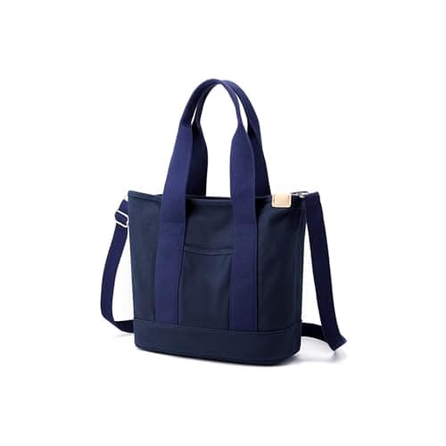 Image of CORIOS Canvas Crossbody Bag for Women Large Capacity Tote Handbag Multi-Pockets Shoulder Bag Casual Top Handle Bag Lightweight Satchel Bag Messenger Bag Dark Blue