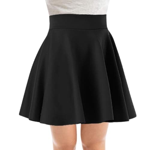 Image of PopCouture Womens Mini High Waisted Flared Skater Skirt Black UK 6-8