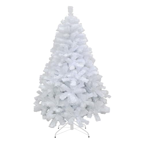 Image of 5ft/1.5m Alaskan Pine White Artificial Christmas Tree Bushy 390 Tips with Metal Stand Xmas Home Decorations