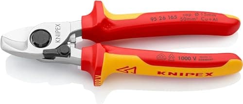 Image of KNIPEX Cable Shears with Opening Spring Chrome-Plated Insulated with Multi-Component Grips, VDE-Tested 165 mm, 95 26 165