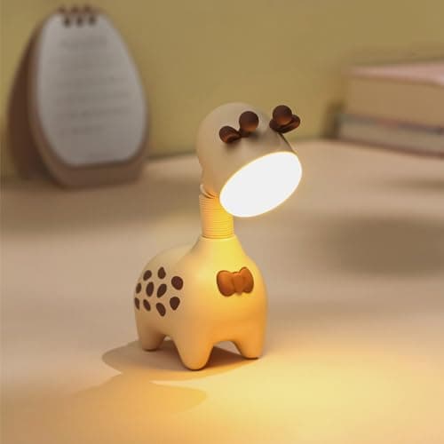 Image of Fantes Giraffe Night Light USB Rechargeable Bedside Nursery Lamp Sleeping Light for Child Kids Students Birthday Party Gift Home Decor (Biege)