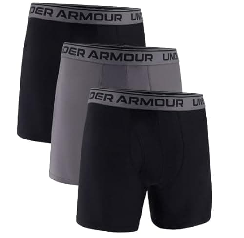 Image of Under Armour mens Multi-pack Performance Tech Boxerjock Brief, 6" Inseam, All-day Comfort & Soft, Mod Gray (013)/Jet Gray, S