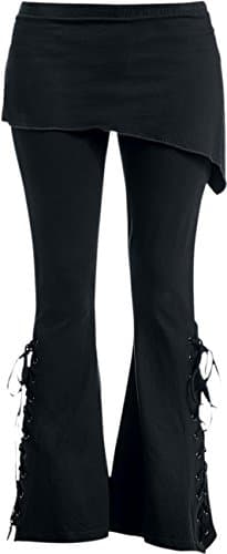 Image of Spiral Direct Women's Urban Fashion - 2In1 Boot-Cut Leggings with Micro Slant Skirt Boot-Cut Leggings, Black (Black 001), 12 (Manufacturer Size:M)