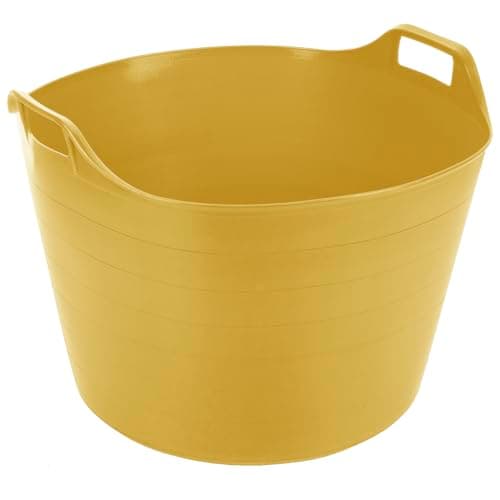 Image of M1SS 75L Litre Yellow Robust Versatile Multipurpose Extra Large Flexi Tub Reusable Garden Home Flexible Rubber Storage Container Plastic Bucket Trugs Horse Feeder Flex Tub - Made in UK