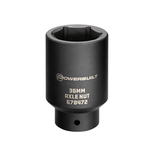 Image of Powerbuilt 1/2-inch Drive Axle Nut Socket, 36mm 6 Point Extra Deep, Remove Front Wheel Drive Axle Shaft Nuts, Pin Hole - 648472, Black