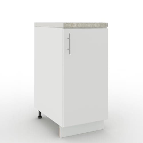 Image of JD Greta Adjustable Kitchen Base Unit - 400mm - Base Cabinet with Door & Worktop - White Matt