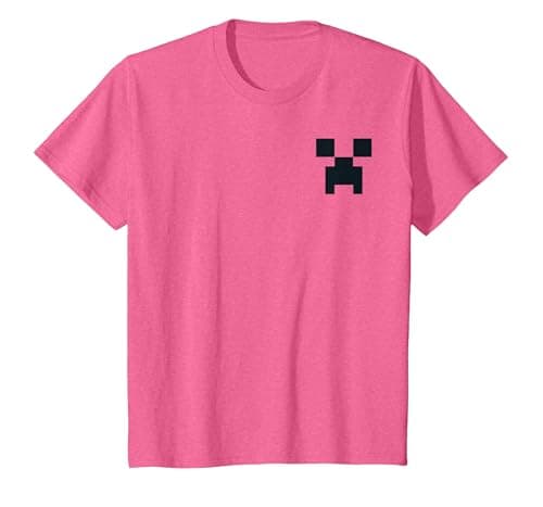 Image of Minecraft Creeper Pocket Size T-Shirt, Youth, Pink Heather, Medium