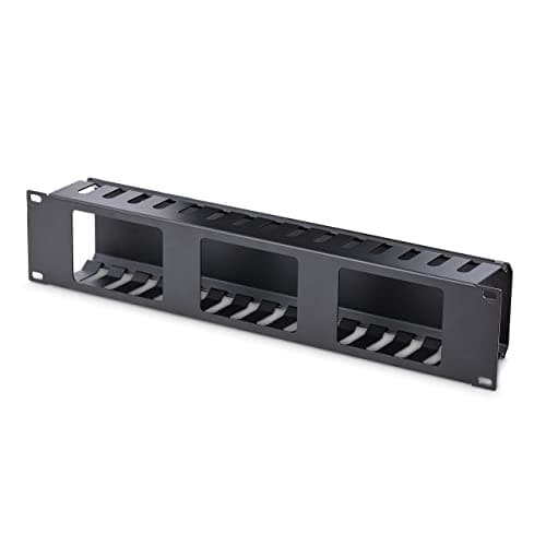 Image of StarTech.com Horizontal 2U Server Rack Cable Management Finger Duct w/ Cover - 19" Network Rack Wire Duct Raceway Panel - Slotted Wire Duct (CMDUCT2U2)