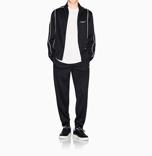 Image of Armani Exchange Men's Long Sleeve Side Logo Zip Closure, Sweatshirt, Black, L, black, L