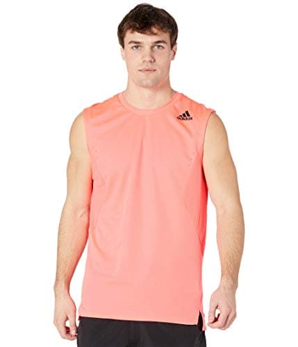 Image of adidas mens Training Sleeveless Tee HEAT.RDY Signal Pink Medium