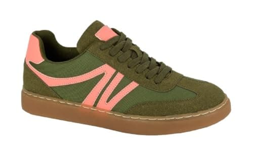 Image of Cipriata REDEA L689 Ladies Suede Fashion Retro Lace Up Casual Trainers Sneakers (Khaki, UK Footwear Size System, Adult, Women, Numeric, Medium, 6)