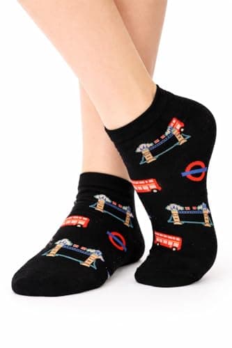 Image of GWCC Licensed London Underground Ladies Iconic Bus and Train trainer socks 2 styles (TFL6314, Acrylic)