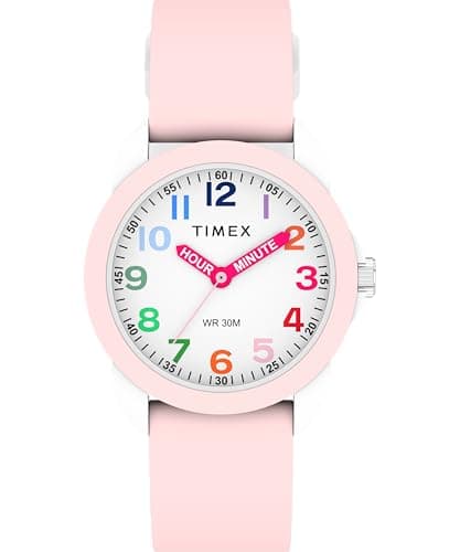 Image of Timex TIME Machines® 30mm Watch, White Dial, White Case, Pink Silicone Strap TW2W92000
