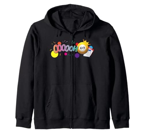 Image of Drag Queen Bingo Funny Oooooh 69 Bingo Fan LGBT Bingo Ball Zip Hoodie