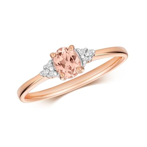 Image of EDS Jewels Cute 9ct Rose Gold Ladies Diamond Solitaire Ring Brilliant Cut H - PK with Morganite WJS40441RSQ