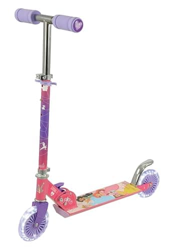 Image of Disney Princess Kids Scooter for Girls and Boys - Folding Inline - For Boys and Girls - Adjustable Light Up Scooter - Wheels Light Up - 58x30x80cm