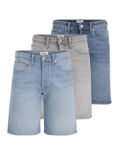 Image of Jack & Jones Men's Jjirick Jjoriginal Shorts at 999 3 Pk Mp, Blue Denim, M