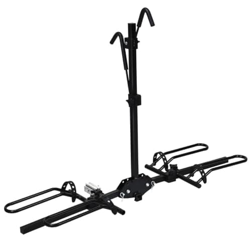 Image of HOMFME 2 Bike Hitch Mount Rack, Platform Style Bicycle Carrier for 20-26 Inch Tires with 1-1/4 and 2 Inch Receiver, Adjustable Frame Hooks, Foldable Bike Stand Holder for Cars Trucks SUVs Minivans