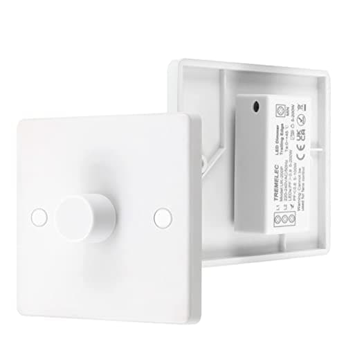 Image of VIPMOON 5-200W LED Dimmer Switch, 1 Gang 2 Way Trailing Edge Dimmer Switch for Dimmable LED/Halogen/Incandescent Lights, Rotary Push On/Off, 220V-240V