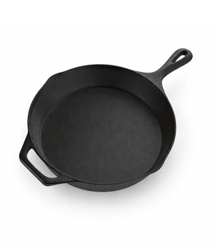 Image of Miloll 12" Pre-Seasoned Cast Iron Skillet – 2 Handles, Oven & Induction Compatible, Ideal for Steaks & Meats