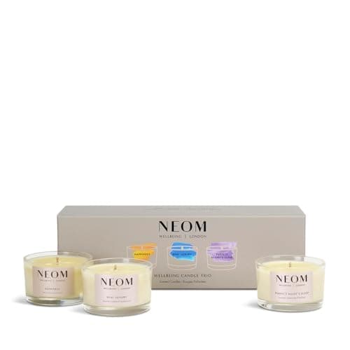 Image of NEOM- Wellbeing Candle Trio Gift Set | Perfect Night's Sleep, Real Luxury & Happiness Travel Candle | Essential Oil Blend