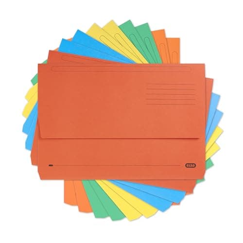 Image of Elba Foolscap Document Wallets, Assorted Colours, A4+, Pack of 10 Folders
