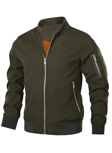 Image of HOOD CREW Men’s Casual Lightweight Bomber Jackets Sportswear Thin Windbreaker with Multi Pockets