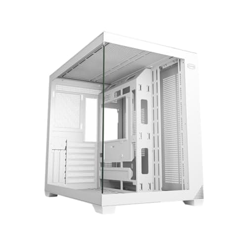 Image of CPS C3 T700 PC Case ATX Mid Tower, Tempered Glass & Mesh Back, High Airflow, ATX/Micro-ATX/ITX Support, 360mm Radiator Support, Tool-Free Design – White (No Fans Included)