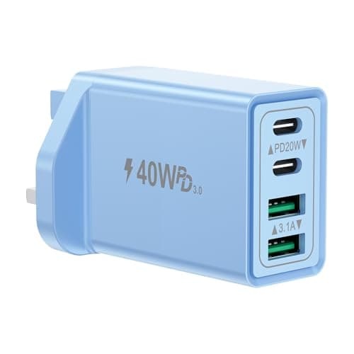 Image of USB C Plug Fast Charge, 40W 4-Port USBC Charger Dual Port PD Power Adapter + QC Wall Charger, Multi USB Plug Charger UK Type C Charging Plug for iPhone 17 16 15 14 13 12 11 Pro Max, iPad, Samsung
