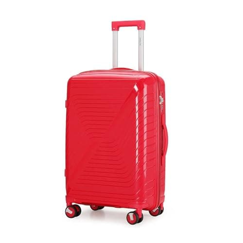 Image of Aerostar 24” Medium Lightweight PP Hard Suitcase 4 Silent Spinner Wheels Check-in Luggage Integrated TSA Combination Lock for 15 to 20kg (Red, 75 Litre)
