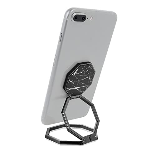 Image of Cobee Cell Phone Ring Holder Finger Kickstand, 360° Rotation Metal Cellphone Back Grip Foldable Cell Phone Stand Adjustable Phone Holder Compatible with Most Smartphones (Black Marbling)