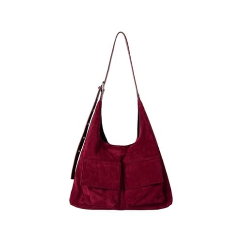 Image of JUJUFREE Vintage Suedes Underarm Bag Spacious Shoulder Bag For Women and Girls Casual Unique Crossbody Purse With Soft Strap
