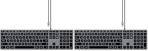 Image of Satechi Slim W3 Wired Backlit Keyboard with Numeric Keypad, 𝗨𝗦 𝗤𝗪𝗘𝗥𝗧𝗬 𝗟𝗮𝘆𝗼𝘂𝘁, USB-C Connection – for MacBook Air & Pro M5 M4, Mac Mini, iPad Air & Pro M5 M4 M3, iMac and more (Pack of 2)
