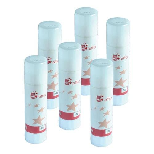 Image of 5 Star Office Glue Stick Solid Washable Non-Toxic Medium 20g [Pack 6] + Free finchley Refill Pen (4)