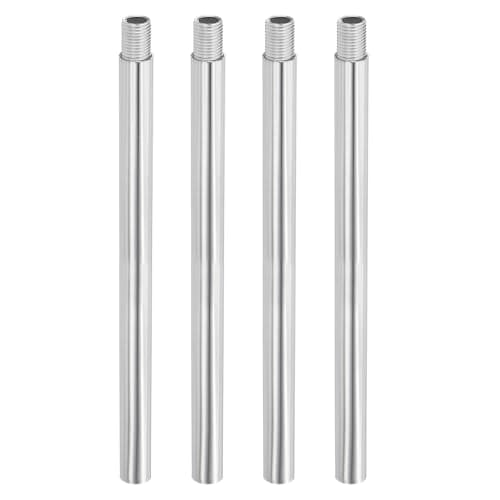 Image of PATIKIL Threaded Extension Rod, 4 Sets 6" M10 x 1mm Fine Thread Lamp Pipe with Lamp Pipe Nipples for Pendant Light Island Lighting Chandeliers Stems, Silver Tone