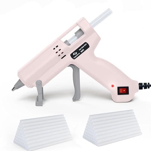 Image of Tilswall Hot Glue Gun Kit, 50W Mini Glue Gun, Fast Preheating Hot Melt with 75pcs 130mm x 7mm Glue Sticks for Crafting, DIY, Art, Home Repairs, Glass and Fabric Pink