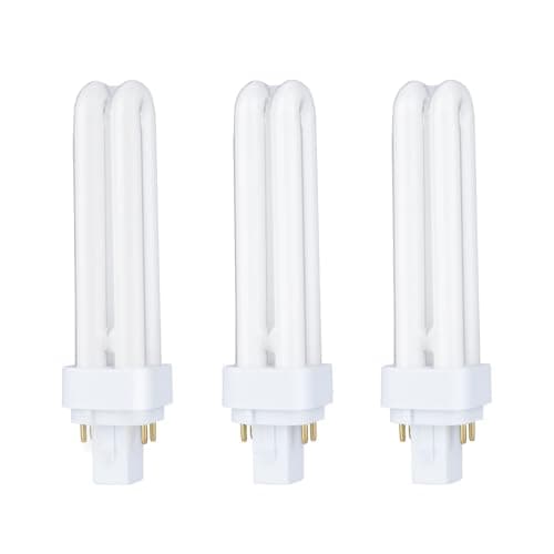 Image of B4U G24q-2 4 Pin Compact Fluorescent Bulb 18W, PLC G24q-2 Energy Saving Light Bulbs, 4 Pin Bathroom Light Bulbs, 1250LM, Warm White 2700K, CFL Energy Saving Bulb, 3 Pack