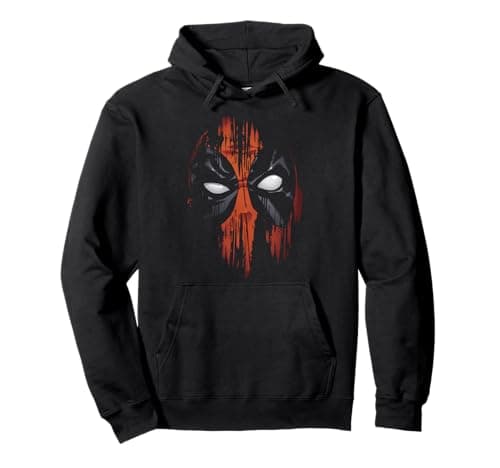 Image of Marvel Deadpool Painted Face Distressed Hero Portrait Pullover Hoodie