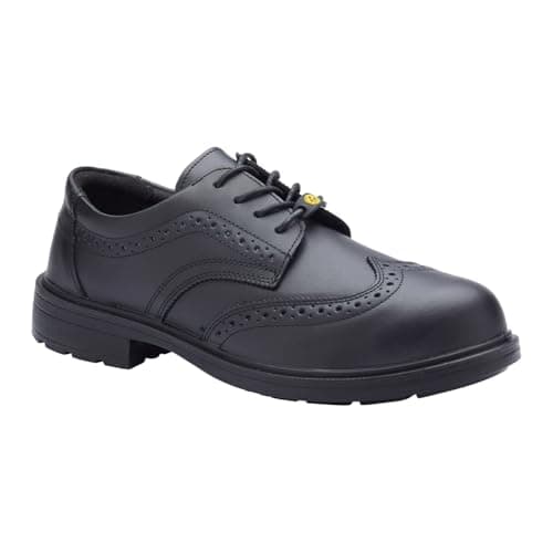 Image of Blackrock ESD Brogue Smart Safety Shoes, Composite, Black, Metal-Free Toe Cap Shoes, Smart, Leather, Brogue, Office Safety Footwear, UK Size 9 / EU 43