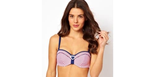 Image of Panache Lucille Bandeau Top Women's Bikini Strawberry/White 30D