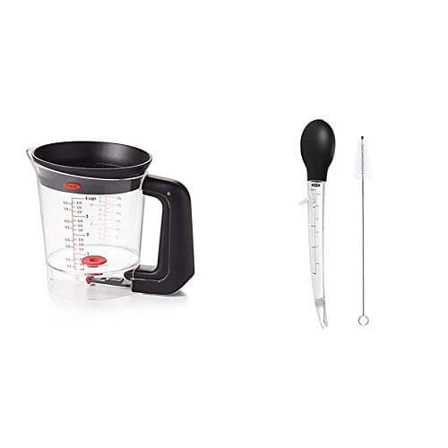 Image of OXO Good Grips Good Gravy Fat Separator - 1L & Good Grips Angled Baster with Cleaning Brush