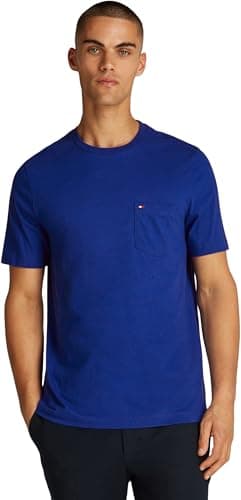Image of Tommy Hilfiger Men’s Short Sleeve Essential T-Shirt with Breast Pocket, Blue (Wedge Blue), XL