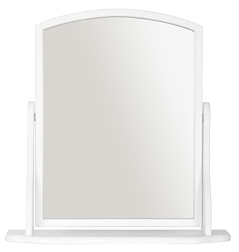 Image of Home Selections Arched Wood Dressing Table Mirror, White, 44x44cm, Wooden Free Standing Tabletop Vanity Mirror