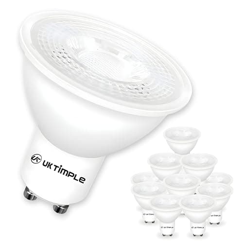 Image of Uk Timple GU10 LED Light Bulb, High Brightness, Daylight 6500K, 6W Bulb = 60W Halogen, MR16 Cap GLS 510LM 86% Energy Saving Lightbulbs, Flicker-Free, Non-Dimmable, Ra ≥ 80 25000hrs Life - 10 Pack