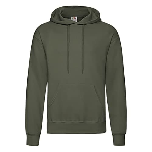 Image of Fruit of the Loom Men's Classic Hooded Sweatshirt, Classic Olive, M UK