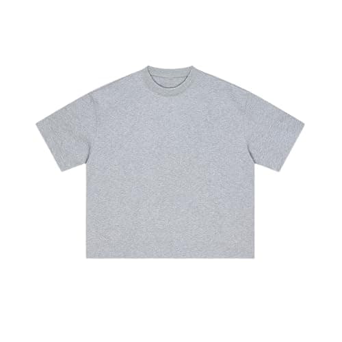 Image of Seiizaa Men's Summer Cotton Short Sleeve Crewneck T-Shirt Top-Light Grey-XXL