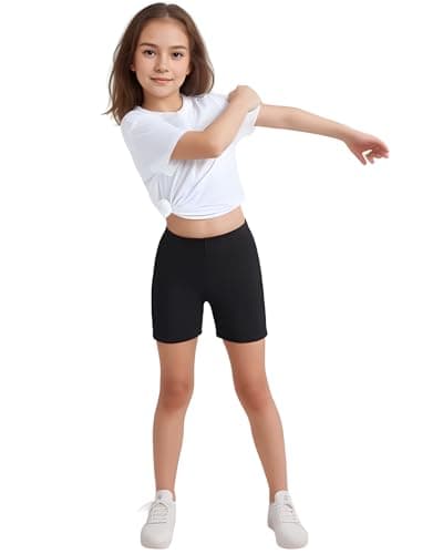 Image of L S U Girls Cotton Shorts Summer Sports Cycling Dance Leggings Stretchy Breathable Shorts (Blk 5-6 Pack of 1)